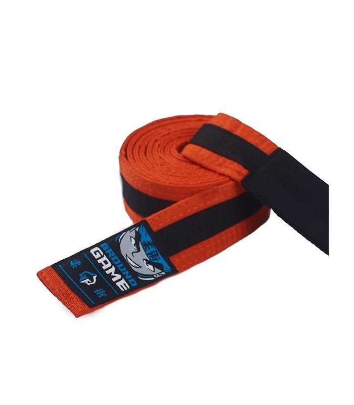 Otroški BJJ pas (oranžen s črnim trakom)