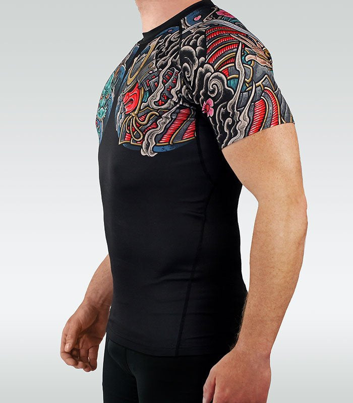 Rashguard Bushido 3.0 s kratkimi rokavi (črn)