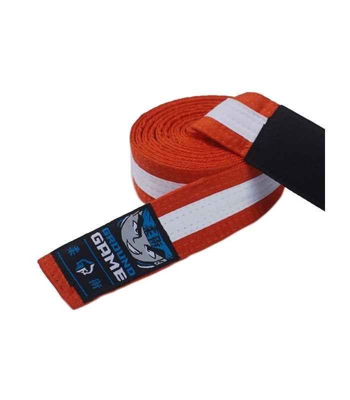 Otroški BJJ-pas (oranžen z belo letvico)