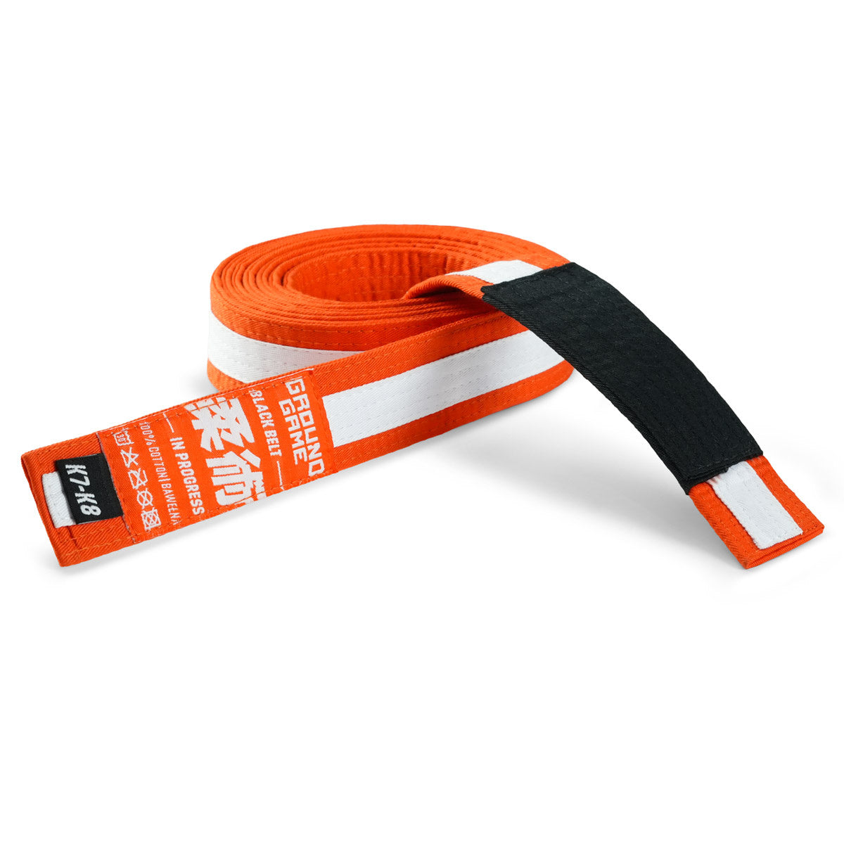 Otroški BJJ-pas (oranžen z belo letvico)