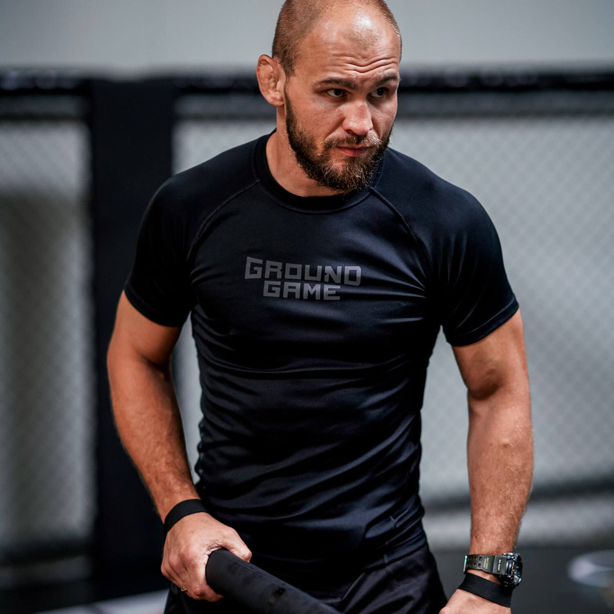 Rashguard Athletic Shadow Black s kratkimi rokavi
