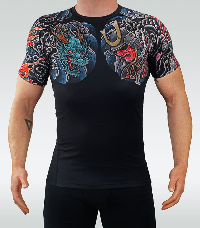 Rashguard Bushido 3.0 s kratkimi rokavi (črn)