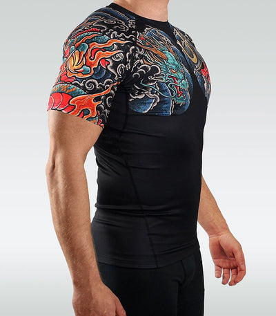 Rashguard Bushido 3.0 s kratkimi rokavi (črn)