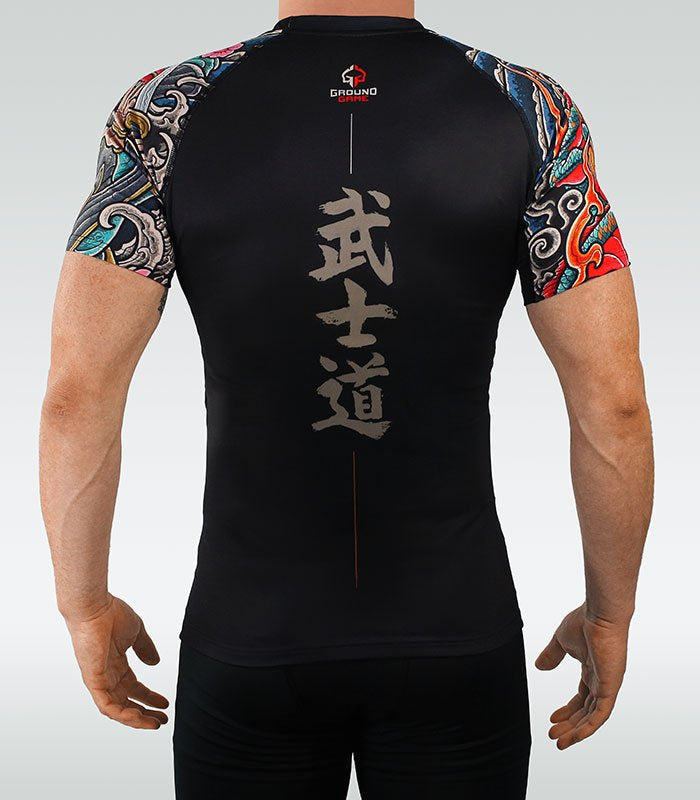 Rashguard Bushido 3.0 s kratkimi rokavi (črn)