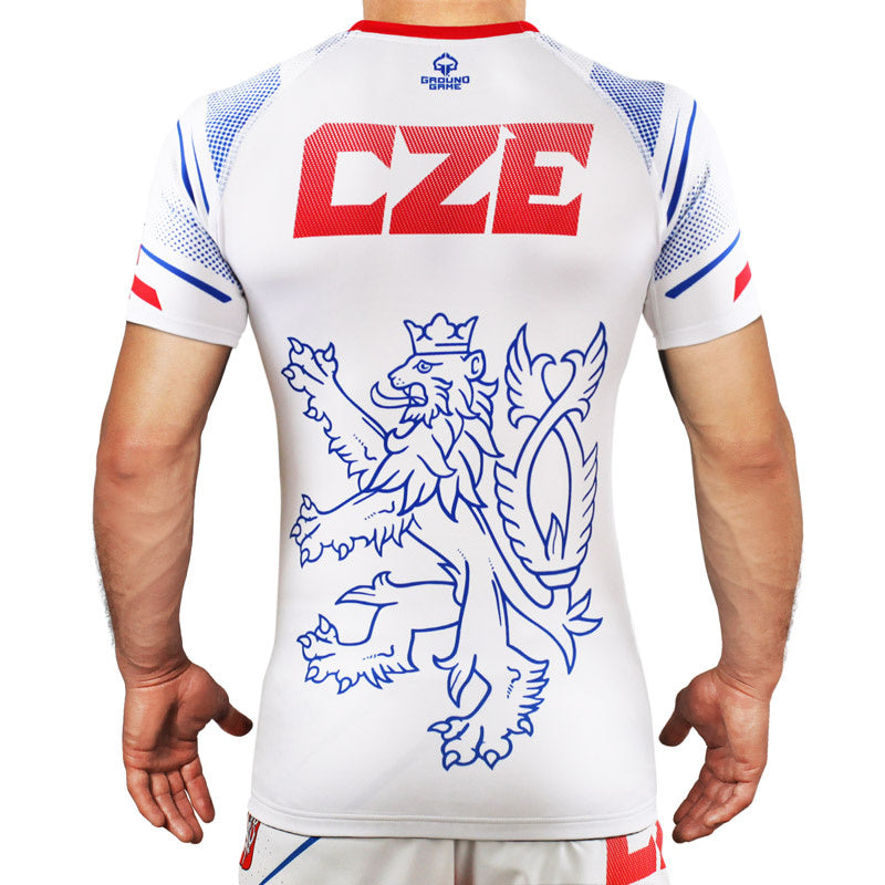 Rashguard Czech Republic s kratkimi rokavi (bel)