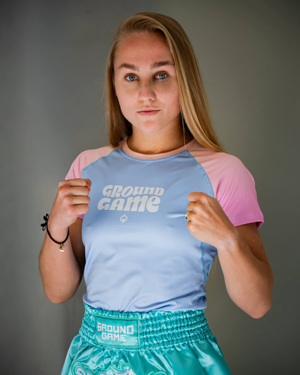 Ženski rashguard Athletic Light Blue s kratkimi rokavi